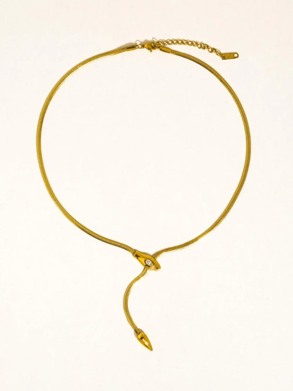18k Gold Non-tarnish Serpent Y Lariat Necklace